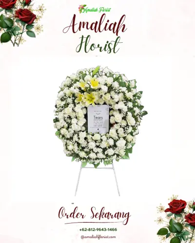 Krans Bunga Duka Cita di Harapan Mulia